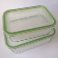 Glass containers with leak proof lids
