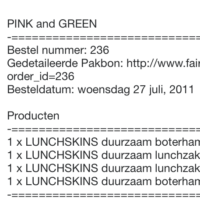 Invoice for four Lunchskins