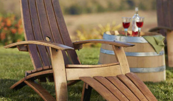 Wine Barrel Adirondack Chair And Footstool